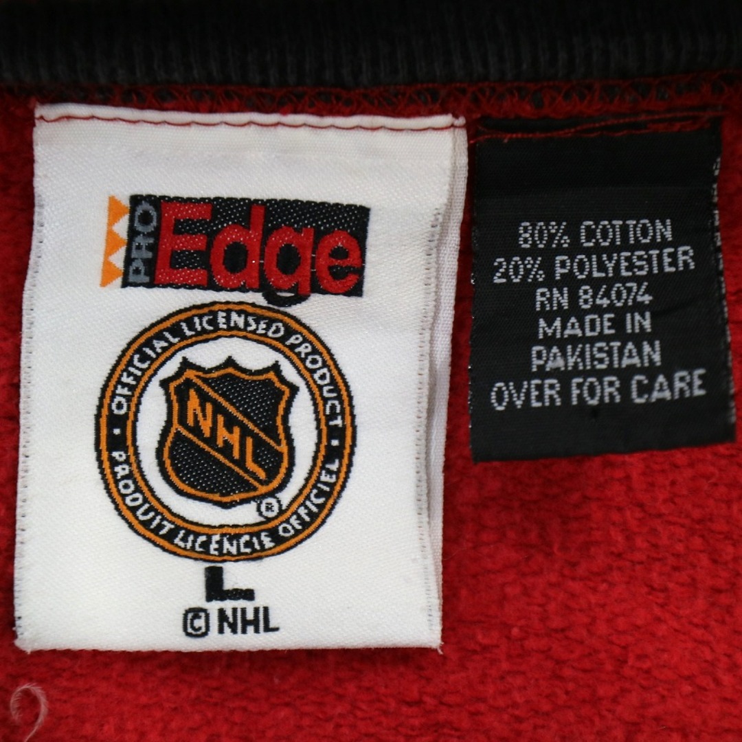 NHL デトロイト レッドウィングス ワンポイントロゴ ヘンリーネックスウェット 刺繍 パイル地 レッド (メンズ L)   O3236