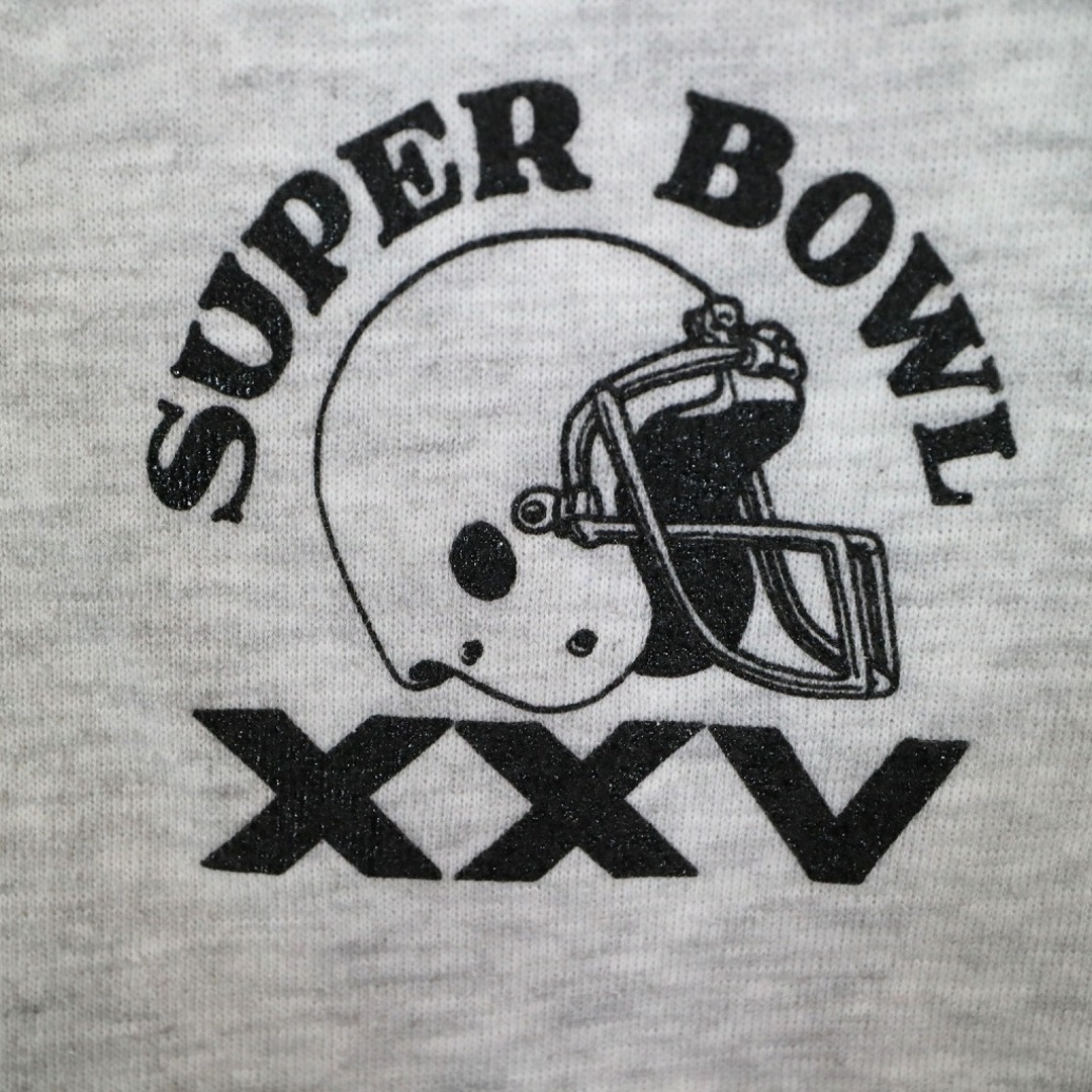 Lee(リー)の90年代 USA製 Lee リー SUPER BOWL スウェット ラグランスリーブ スポーツ アメフト 25th Anniversary グレー (メンズ XL) 中古 古着 O3240 メンズのトップス(スウェット)の商品写真