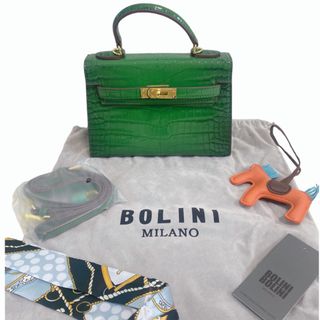 BOLINI MILANO クロコ型押し 2way ハンドバッグ レッド