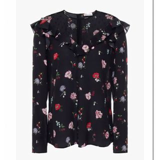 レッドヴァレンティノ(RED VALENTINO)のドットチュールパネルフローラルプリントシルクサテンクレープ　ブラウス(シャツ/ブラウス(長袖/七分))