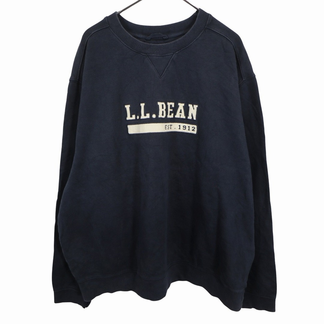 L.L.Bean(エルエルビーン)のL.L.Bean エルエルビーン ロゴ刺繡 スウェット Vガゼット 丸首 トレーナー ブラック (メンズ XL) 中古 古着 O3312 メンズのトップス(スウェット)の商品写真