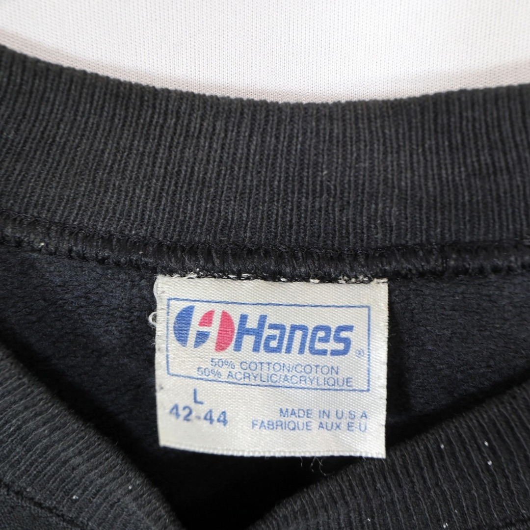 80s~ USA製 Hanes ヘインズ アニマルプリントスウェット ラグランスリーブ San Segal ブラック (メンズ L) 中古 古着 O3320 メンズのトップス(スウェット)の商品写真