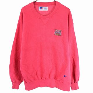 90年代 USA製 RUSSELL ATHLETIC ラッセル ワンポイントロゴ スウェット  ピンク (メンズ L) 中古 古着 O3337(スウェット)