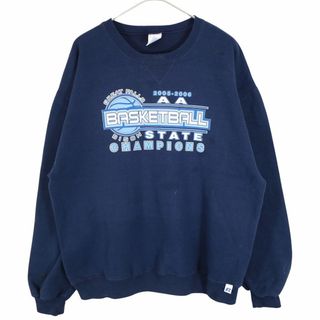 2000年代～ RUSSELL ATHLETIC ラッセル 英文字プリント スウェット スポーツ バスケ ネイビー (メンズ L) 中古 古着 O3358(スウェット)