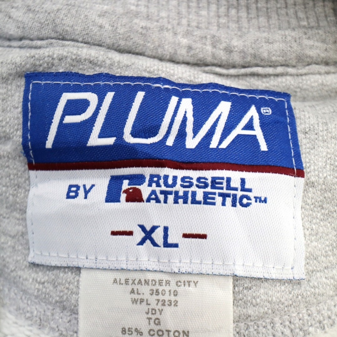 90年代 PLUMA プルマ byラッセル カレッジプリント スウェット アイビー グレー (メンズ XL) 中古 古着 O3374