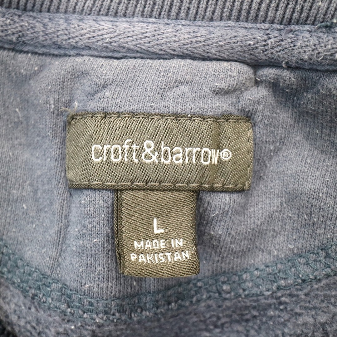 croft&barrow クラフトアンドバロー カレッジ刺繍 スウェット アメカジ 国旗  ブルーグレー (メンズ L) 中古 古着 O3375 メンズのトップス(スウェット)の商品写真