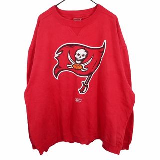 リーボック(Reebok)のReebok リーボック NFL タンパベイ バッカニアーズ スウェット プリント 丸首 トレーナー スポーツ レッド (メンズ 2XL) 中古 古着 O3387(スウェット)