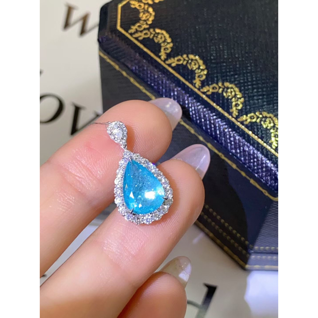 天然パライバトルマリン ダイヤ  ペンダントトップ1.53ct k18 ¥2ピアス