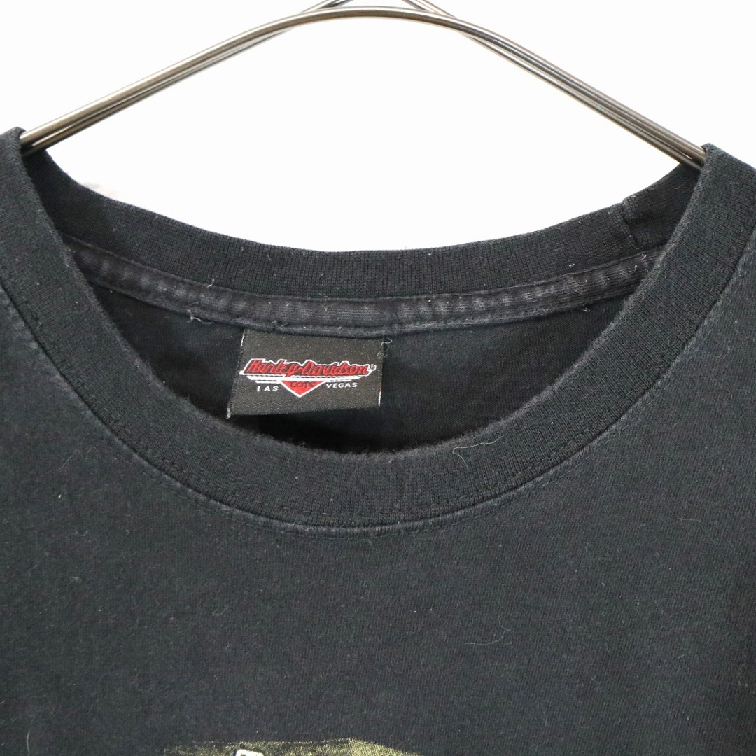 Harley Davidson(ハーレーダビッドソン)のUSA製 HARLEY DAVIDSON ハーレーダビッドソン ロゴプリント 半袖Ｔシャツ LAS VEGAS ラスベガス ブラック (メンズ XL) 中古 古着 O3407 メンズのトップス(Tシャツ/カットソー(半袖/袖なし))の商品写真