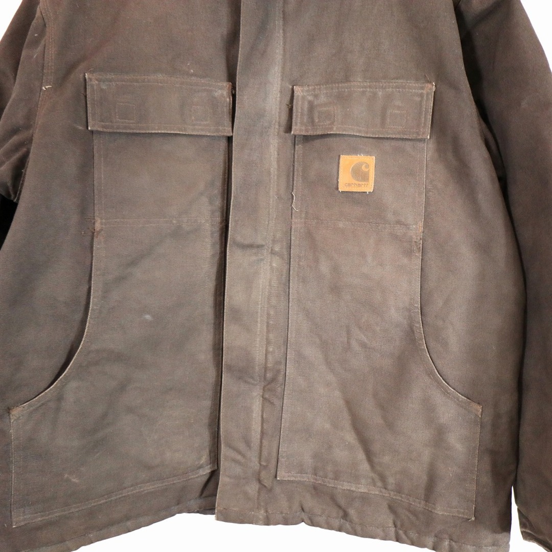 Carhartt カーハート カバーオールジャケット ワーク ダック地 襟コーデュロイ ワンポイントロゴ ブラウン (メンズ XL) 中古 古着  O3418