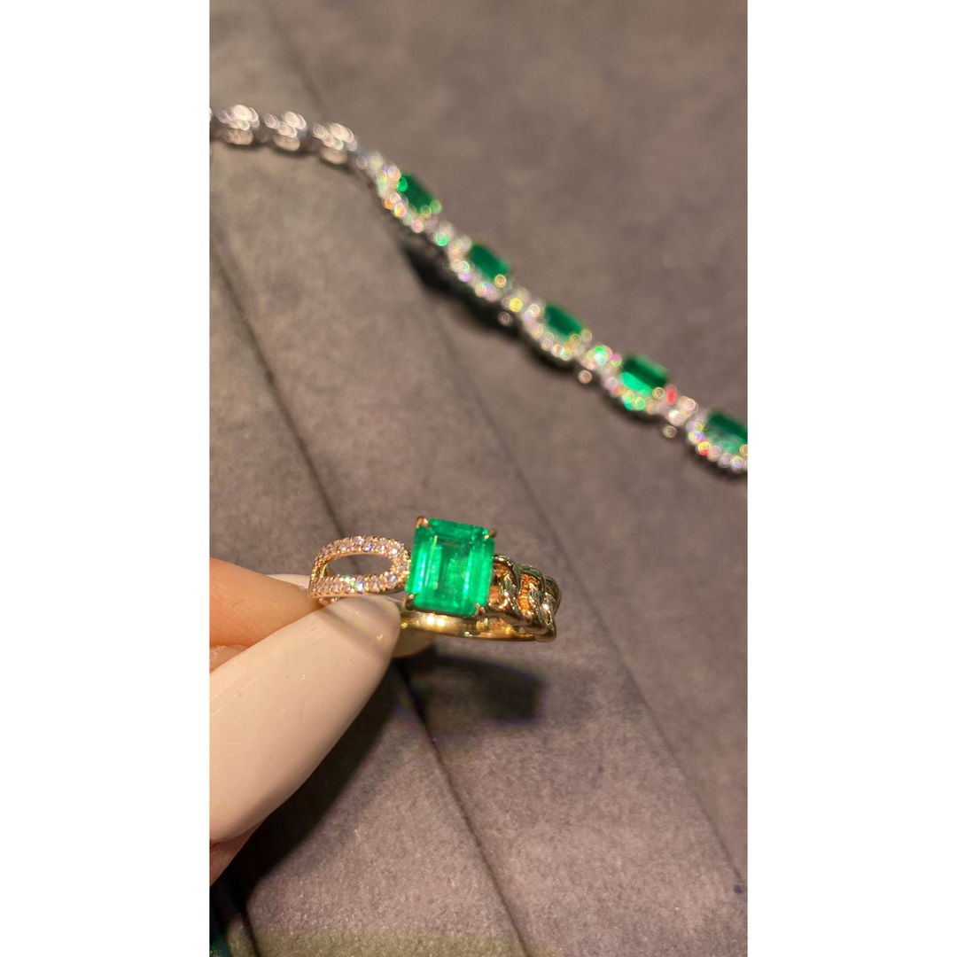天然 エメラルド ダイヤ リング0.85ct k18 ¥2 - リング(指輪)