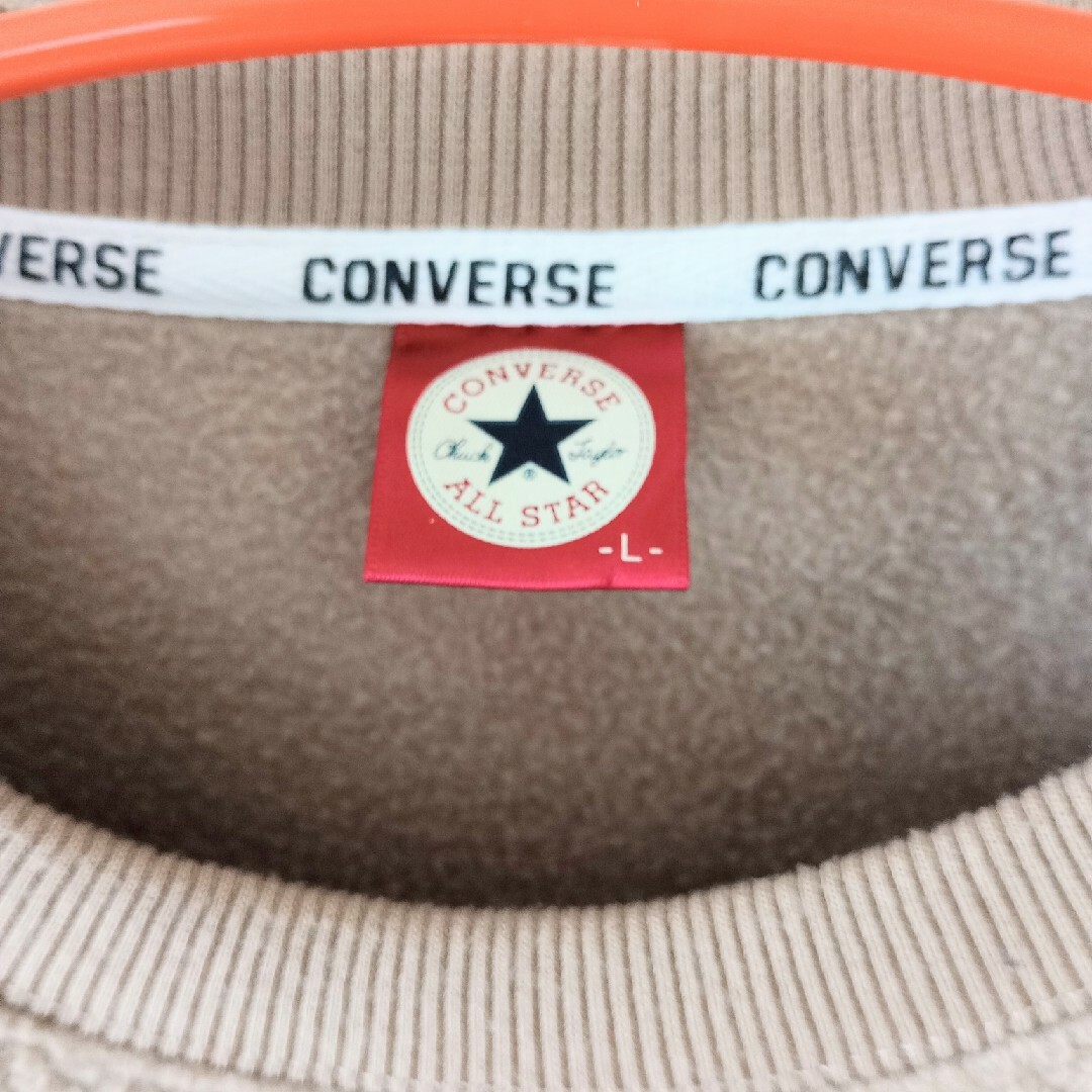 CONVERSE(コンバース)のCONVERSE　コンバース　起毛トレーナー　厚手　Lサイズ　ベージュ 　裏起毛 メンズのトップス(スウェット)の商品写真