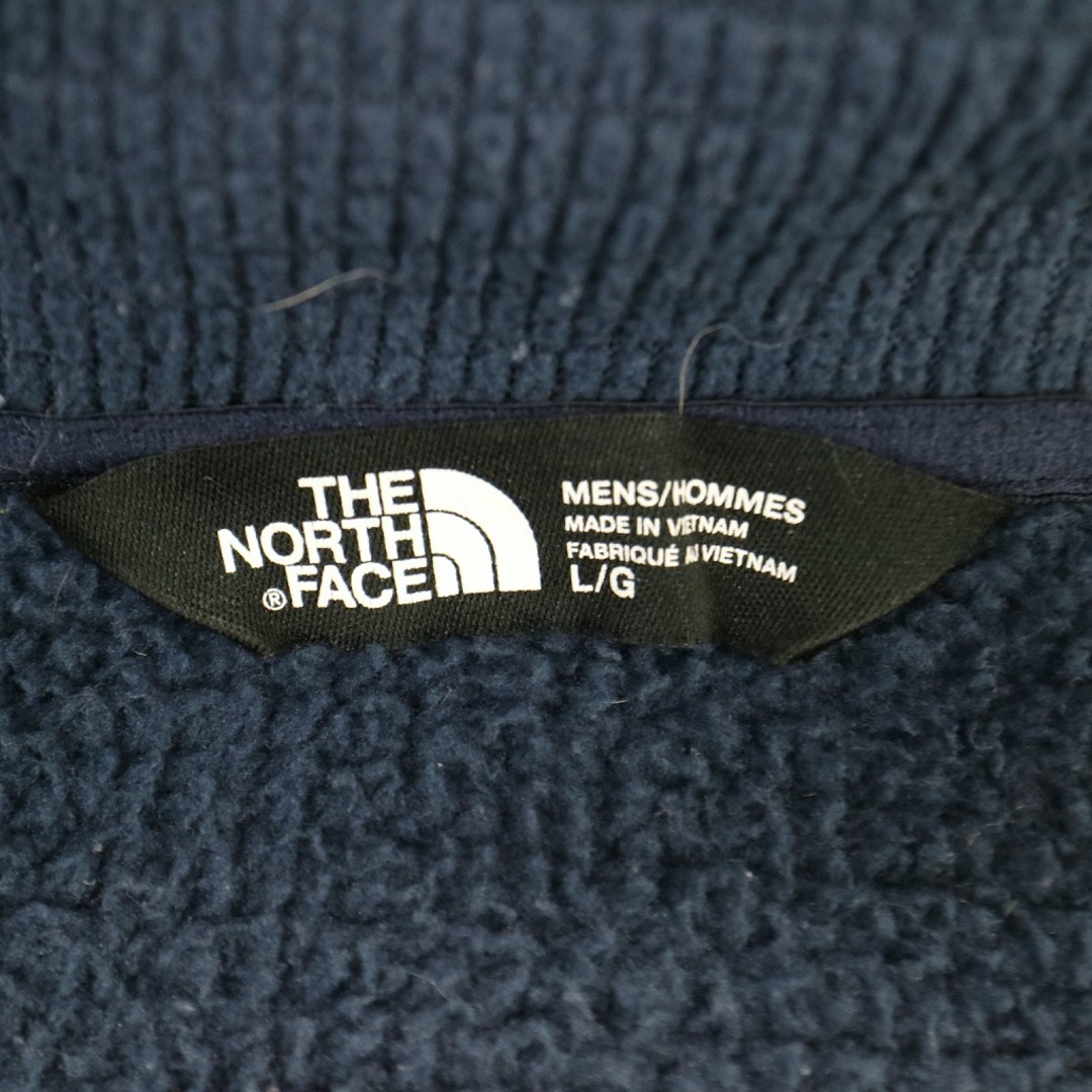 THE NORTH FACE(ザノースフェイス)のTHE NORTH FACE ノースフェイス ワンポイントロゴ スウェット アウトドア キャンプ ハーフジップ ネイビー (メンズ L) 中古 古着 O3432 メンズのトップス(スウェット)の商品写真