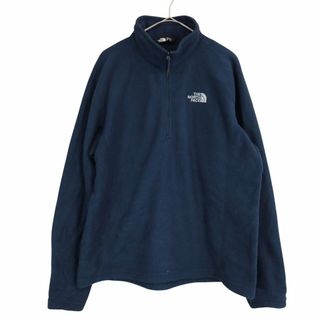 ザノースフェイス(THE NORTH FACE)のTHE NORTH FACE ノースフェイス ワンポイントロゴ スウェット アウトドア キャンプ ハーフジップ ネイビー (メンズ L) 中古 古着 O3432(スウェット)