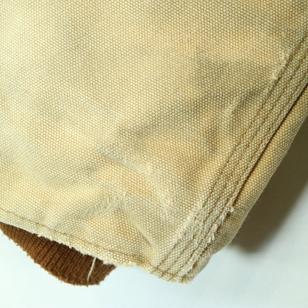 carhartt(カーハート)のCarhartt カーハート カバーオールジャケット 刺繍  ワーク ワンポイントロゴ 襟コーデュロイ ライトブラウン (メンズ L) 中古 古着 O3490 メンズのジャケット/アウター(その他)の商品写真