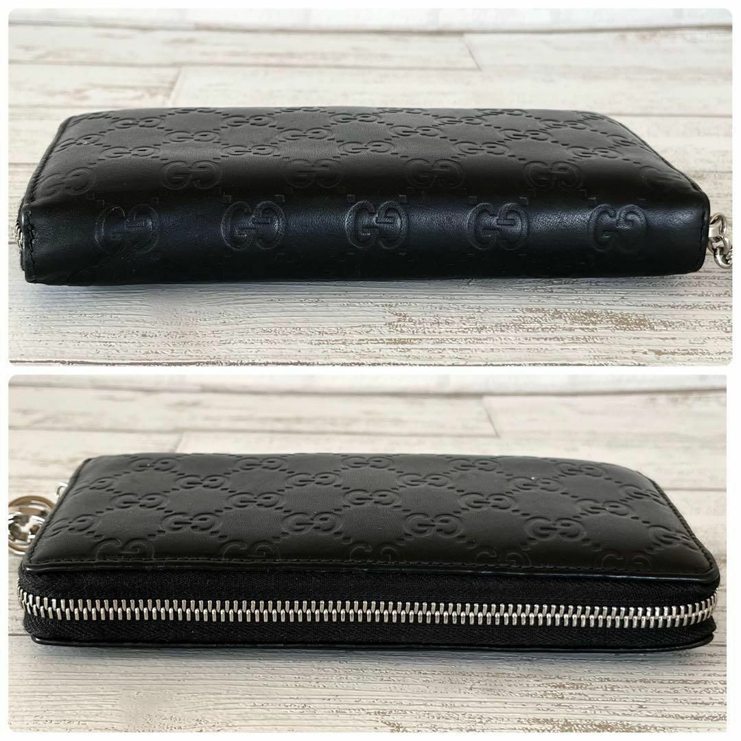 Gucci - 【 美品 】GUCCI グッチ GGロゴ シマレザー ラウンドジップ 長