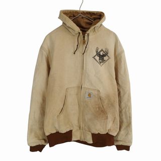 カーハート(carhartt)の80年代 USA製 Carhartt カーハート アクティブ ジャケット ワーク ダック地 トナカイ ベージュ (メンズ L) 中古 古着 O3511(その他)