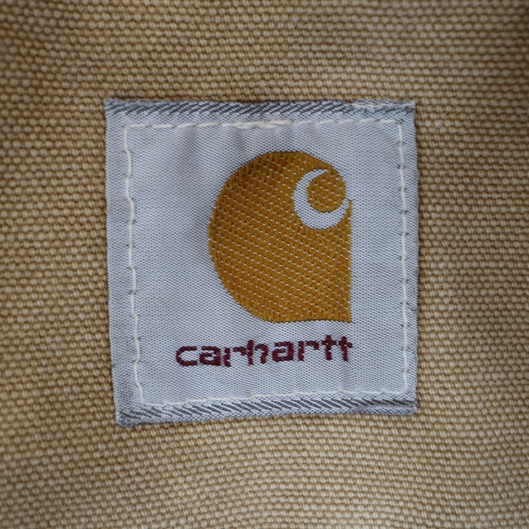 carhartt(カーハート)のCarhartt カーハート カバーオール ジャケット ワーク ワンポイントロゴ 4つポケ ダック地 ベージュ (メンズ L相当) 中古 古着 O3514 メンズのジャケット/アウター(その他)の商品写真