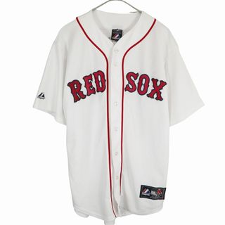 リーボック(Reebok)のMajestic マジェスティック MLB ボストン レッドソックス ベースボール半袖シャツ 刺繍 スポーツ ホワイト (メンズ M) 中古 古着 O3510(シャツ)