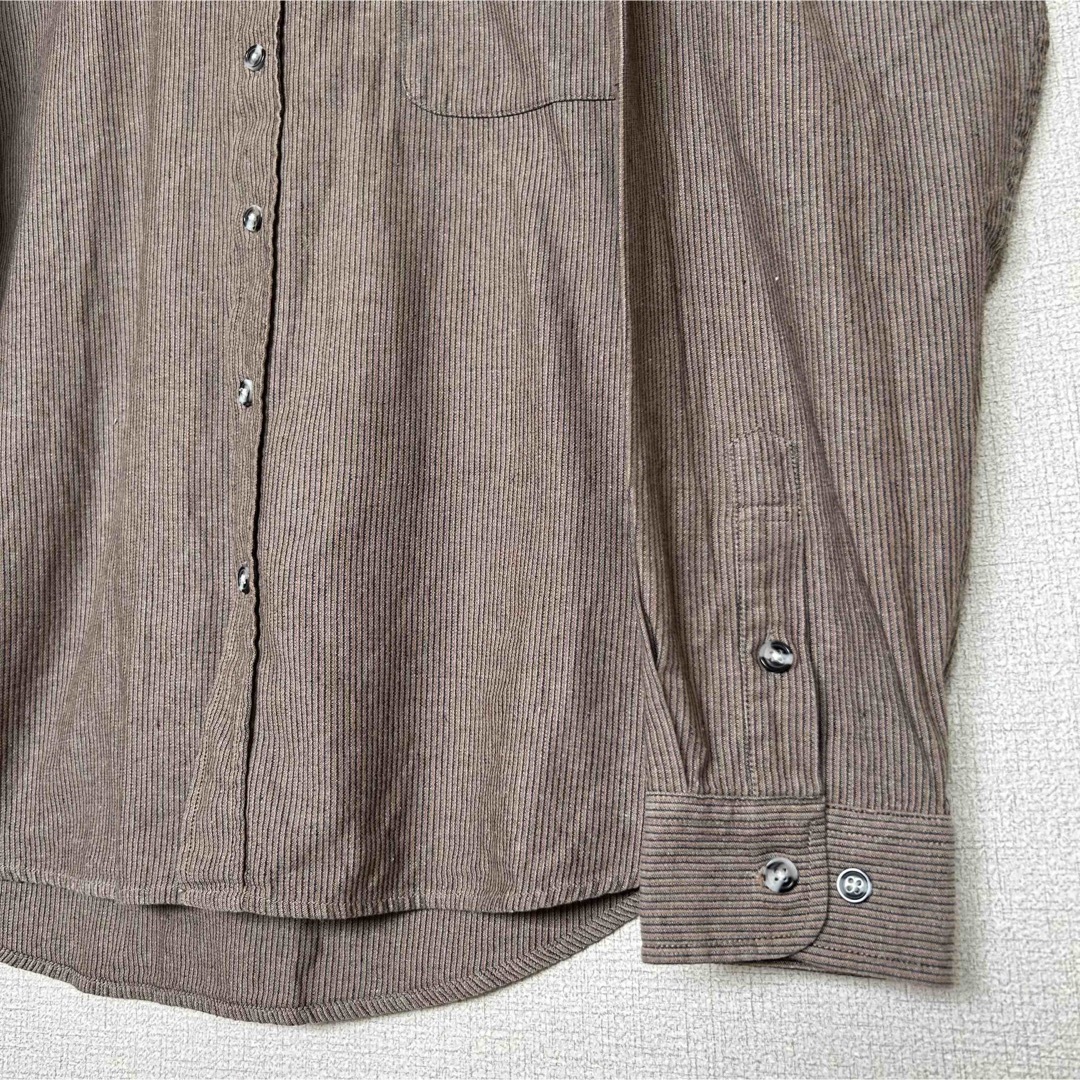 EP POLO シャツ　ストライプ　ブラウン　刺繍　古着　ヴィンテージ メンズのトップス(シャツ)の商品写真