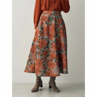 イェッカヴェッカ(YECCA VECCA)の【オレンジ】ヴィンテージフラワー柄フレアスカート/23AW(ロングスカート)