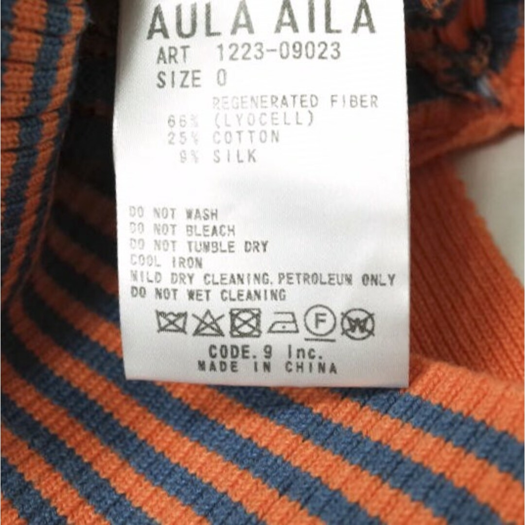 AULA AILA(アウラアイラ)のAULA AILA アウラアイラ 22AW BORDER RIB KNIT ボーダーリブニット 1223-09023 0 オレンジ セーター タートルネック プルオーバー トップス【中古】【AULA AILA】 レディースのトップス(ニット/セーター)の商品写真