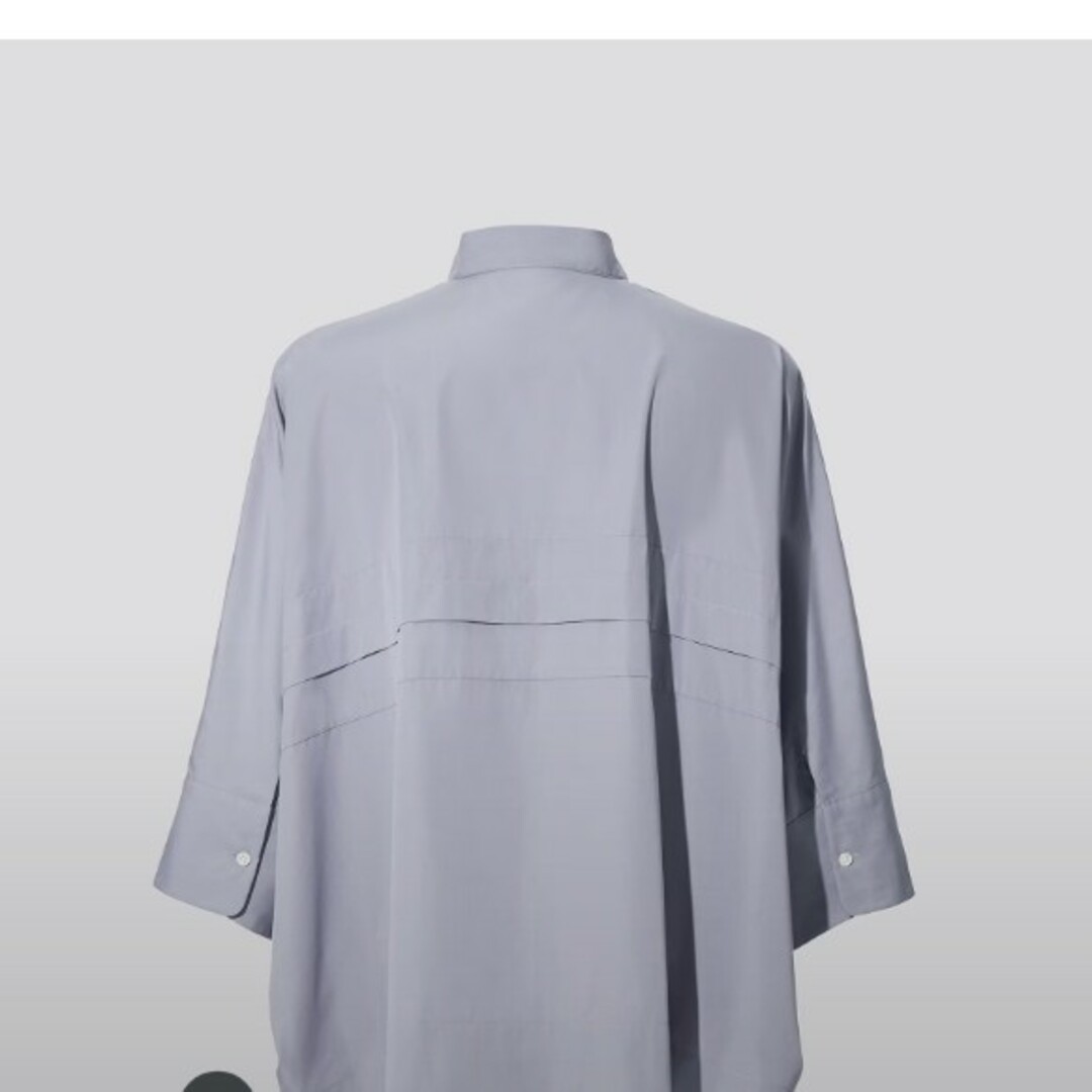 Jil Sander(ジルサンダー)のユニクロ　スーピマコットンドルマンスリーブシャツ（7分袖）白XL レディースのトップス(シャツ/ブラウス(長袖/七分))の商品写真