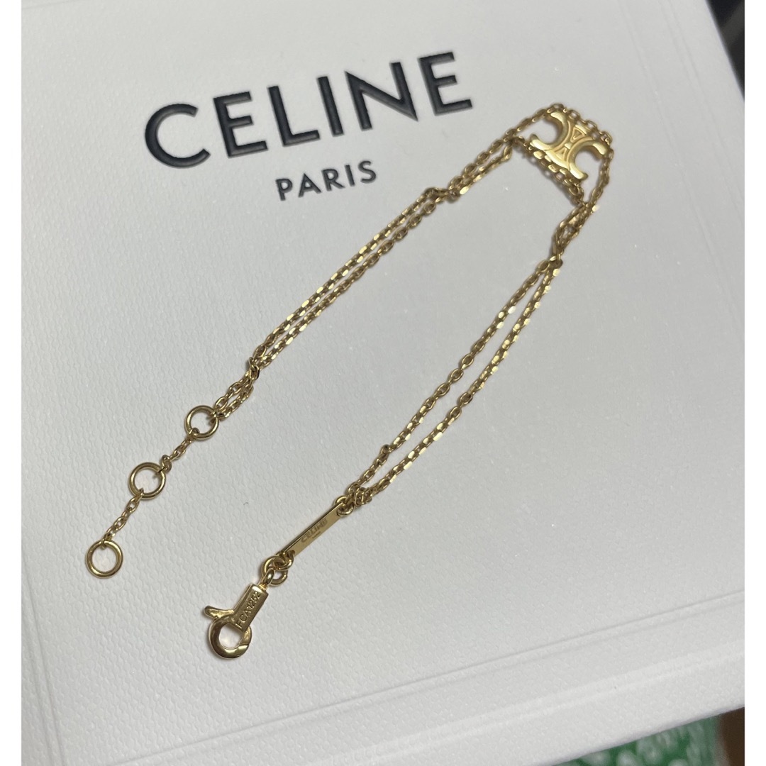 美品☆ セリーヌ CELINE トリオンフ ゴールド サスペンダーブレスレット-