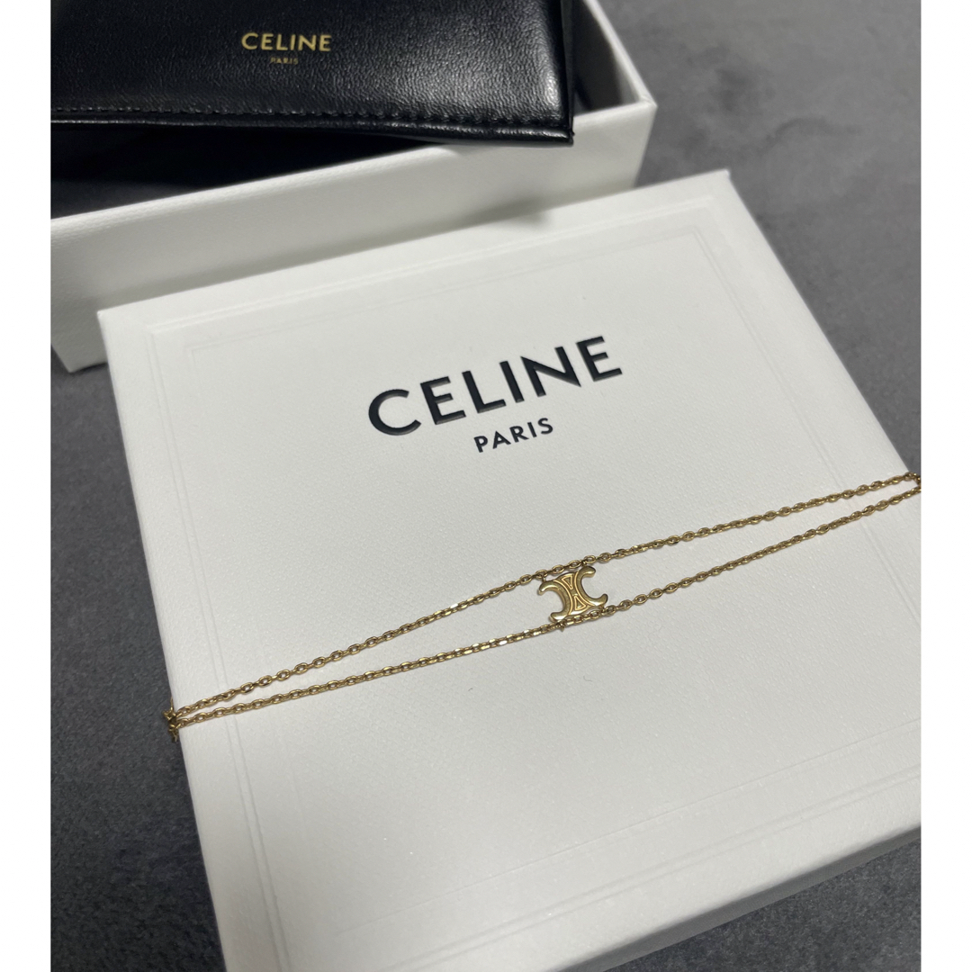 美品☆ セリーヌ CELINE トリオンフ ゴールド サスペンダーブレスレット-