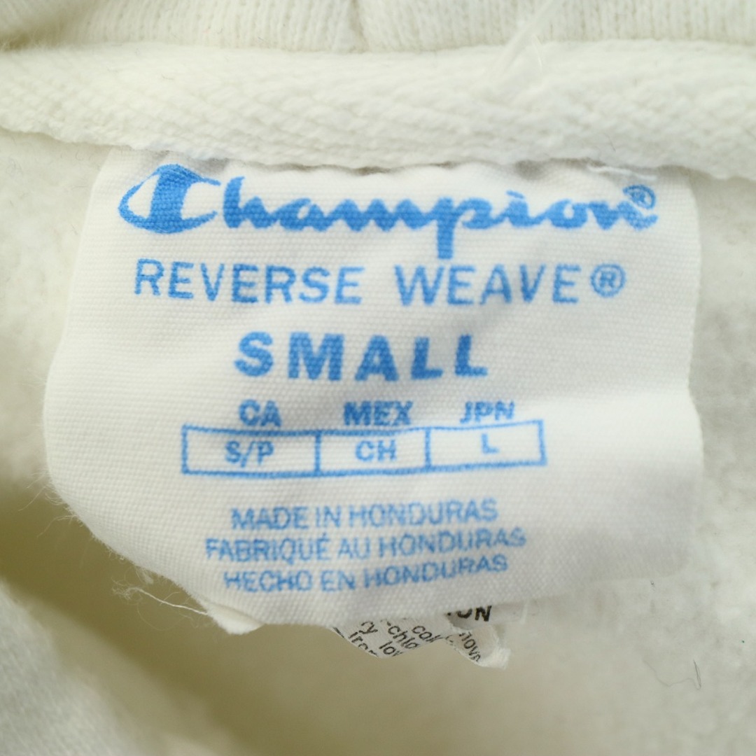 Champion(チャンピオン)のChampion チャンピオン リバースウィーブ パーカー 刺繍 ロゴプリント ホワイト (メンズ S) 中古 古着 O3632 メンズのトップス(パーカー)の商品写真