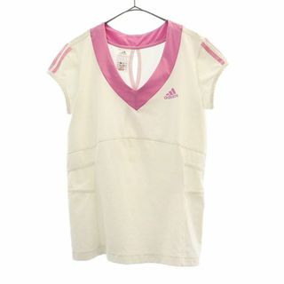 アディダス(adidas)のアディダス プリント トレーニングシャツ L ホワイト adidas 半袖 Tシャツ スポーツ ウォームアップ ロゴ レディース 【中古】  【230925】 メール便可(その他)