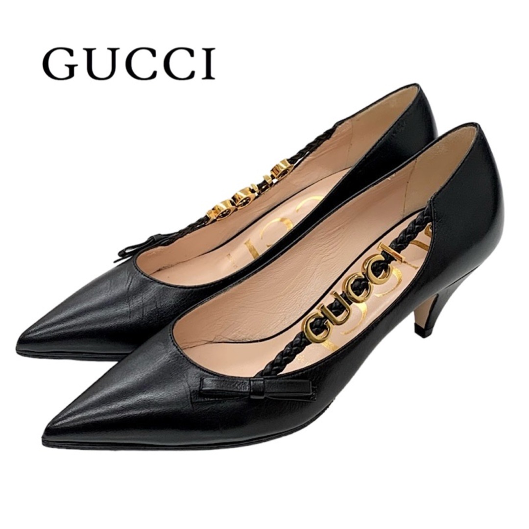 Gucci - グッチ レザー パンプス 靴 シューズ ブラックの通販 by (株 Gucci - グッチ レザー パンプス 靴 シューズ ブラックの通販 by (株