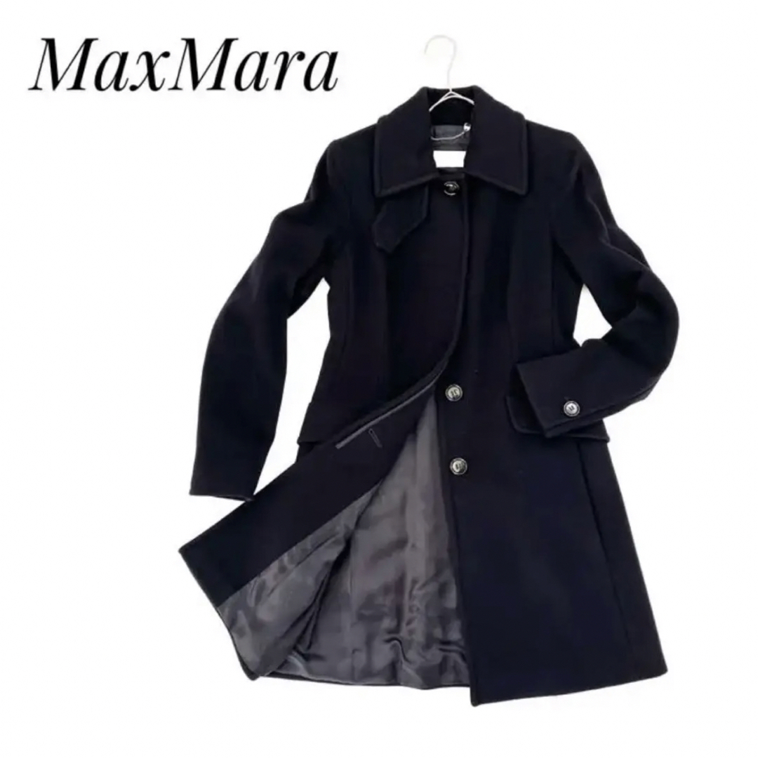 送料無料上質✨MaxMara intrend コート ネイビー ウール 38 美品 紺