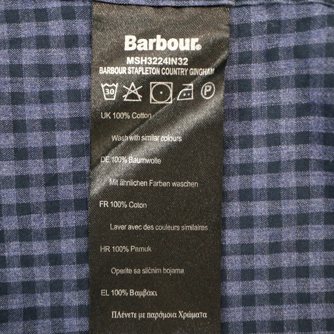 Barbour(バーブァー)のBarbour バブアー チェック長袖シャツ 片ポケット ラウンド  ブルー (メンズ S) 中古 古着 O3672 メンズのトップス(シャツ)の商品写真