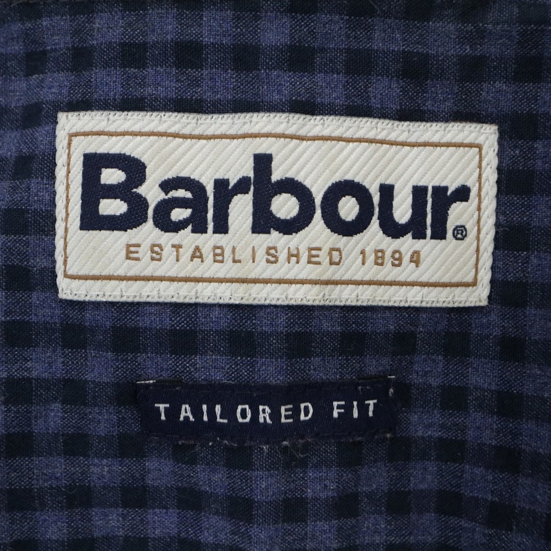 Barbour(バーブァー)のBarbour バブアー チェック長袖シャツ 片ポケット ラウンド  ブルー (メンズ S) 中古 古着 O3672 メンズのトップス(シャツ)の商品写真