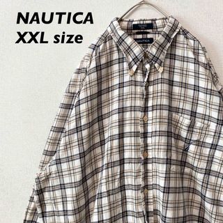 ノーティカ(NAUTICA)のノーティカ　長袖シャツ　ボタンダウン　チェック　刺繍ロゴ　男女兼用　XXLサイズ(シャツ)