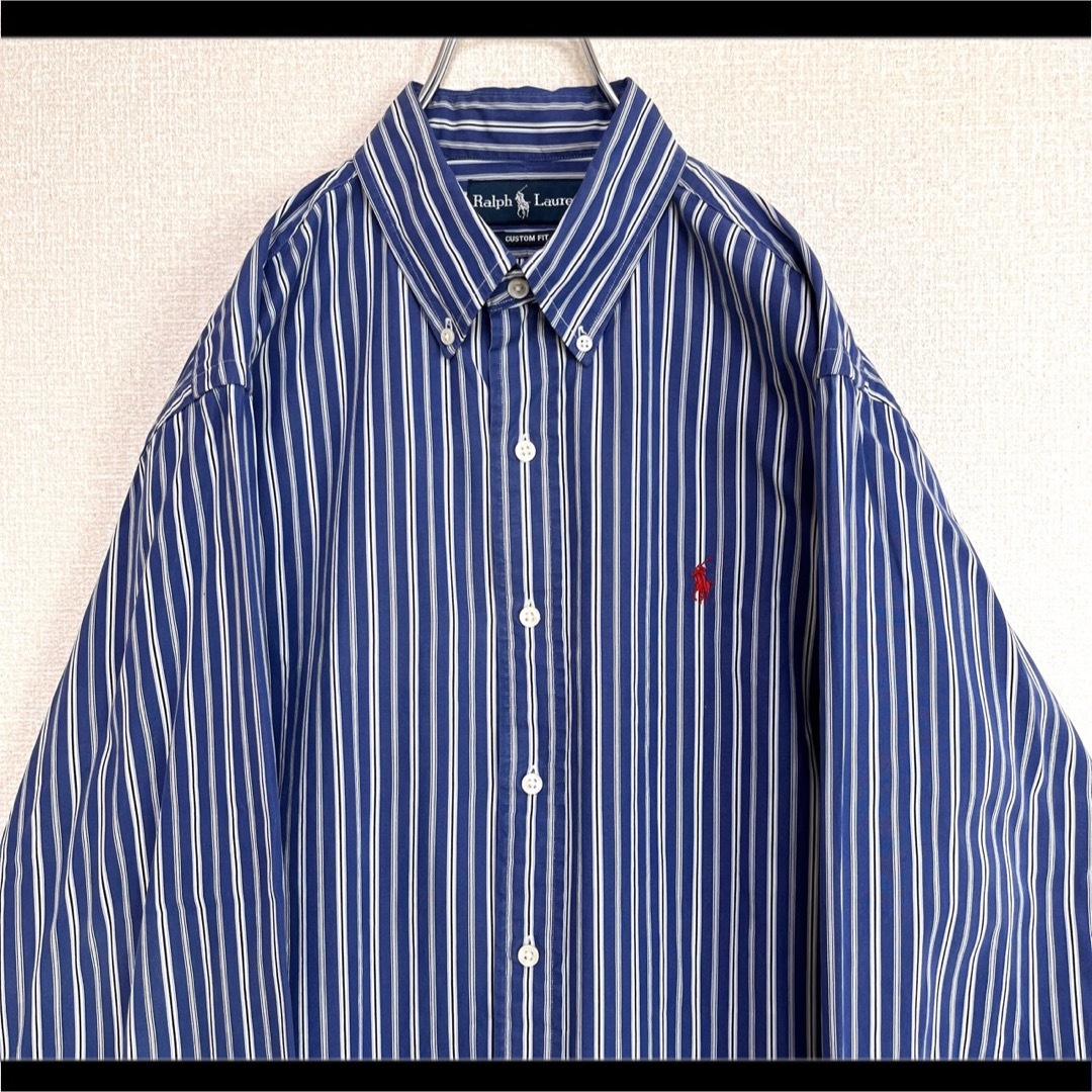 ラルフローレン 長袖シャツ BDシャツ チェック柄 ブルー 刺繍ロゴ ポニー