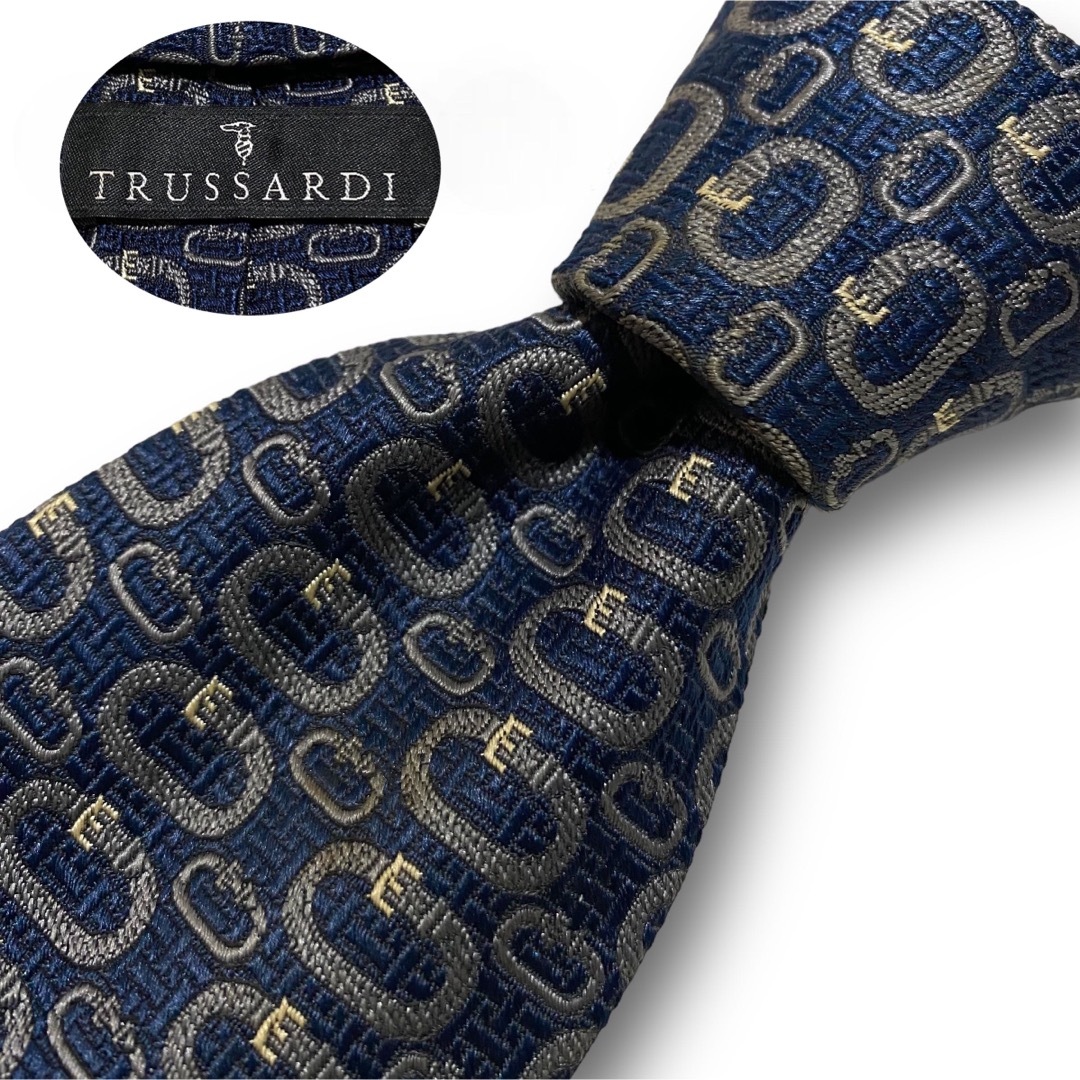 イタリア製 TRUSSARDI トラサルディ ネイビー シルク 肉厚 ネクタイ | フリマアプリ ラクマ