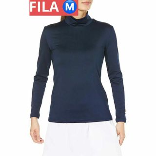 FILA ハイネックロングスリーブシャツ 吸水速乾 UVカット ネイビー　M(トートバッグ)