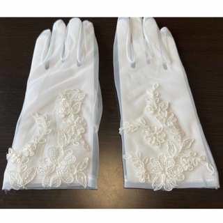 ウエディング　グローブ　花　刺繍　(手袋)