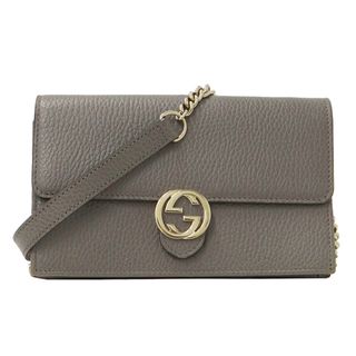 グッチ(Gucci)のグッチ GUCCI バッグ レディース ブランド インターロッキング ショルダーバッグ  レザー チェーンウォレット グレー 510314 おしゃれ チェーンショルダー 斜めがけ シンプル  【中古】(ショルダーバッグ)