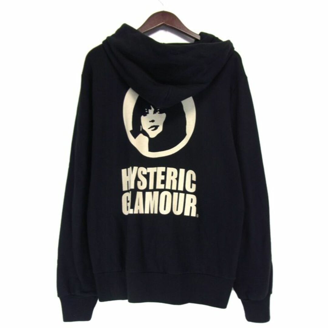 HYSTERIC GLAMOUR(ヒステリックグラマー)のヒステリックグラマー HYSTERIC GLAMOUR ■ 【 02213CF11 】  サークル ヘッド バック ロゴ ジップ アップ スウェット パーカー ブラック w15357 メンズのトップス(パーカー)の商品写真