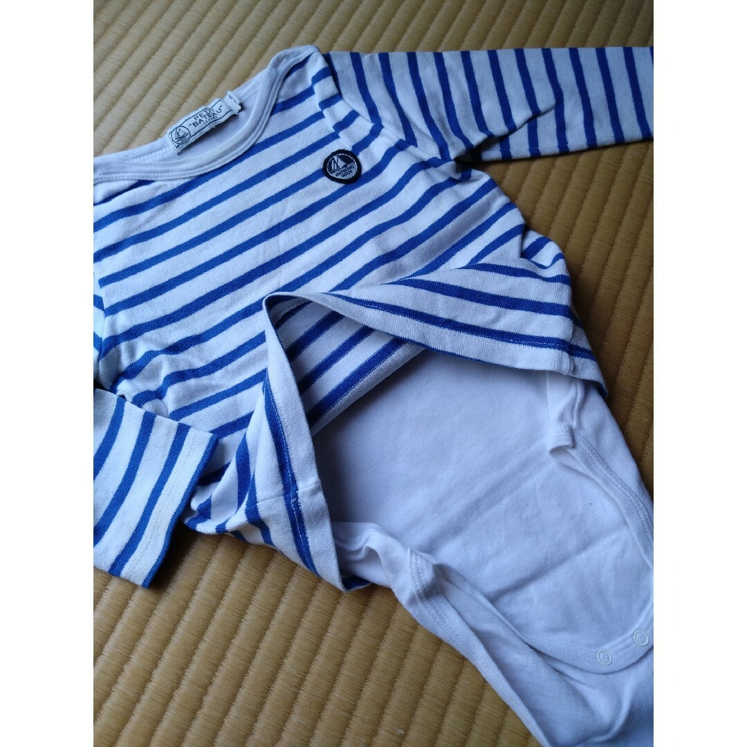 PETIT BATEAU(プチバトー)のマリニエール　ボディ付きトップス キッズ/ベビー/マタニティのベビー服(~85cm)(ロンパース)の商品写真