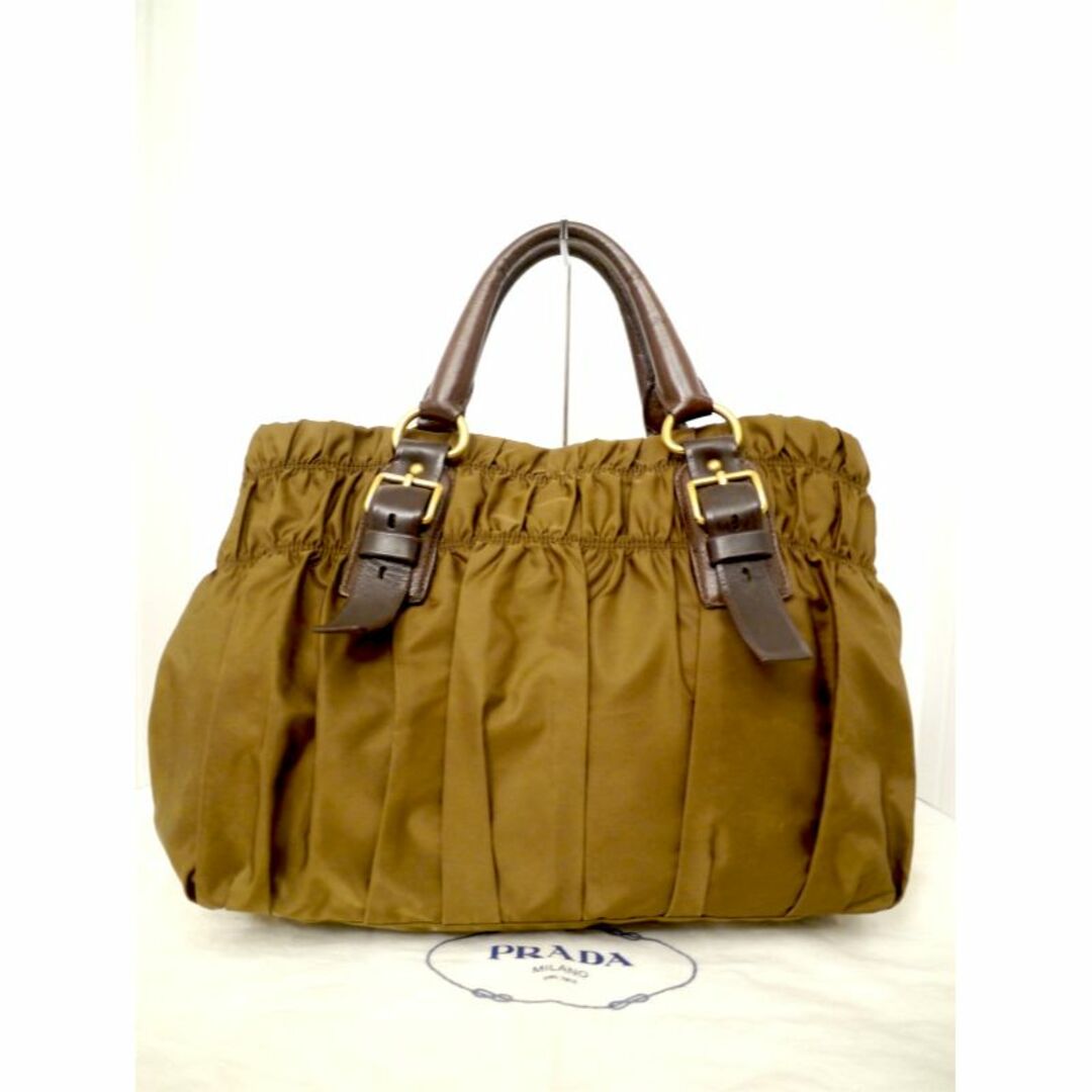 PRADA - 美品◇PRADA プラダ ギャザーデザイン 大容量 ショッパー