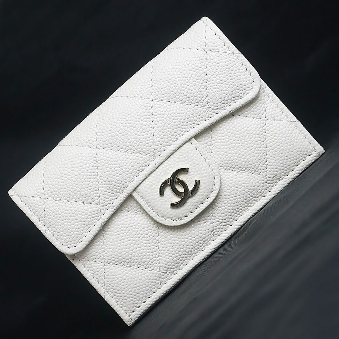 CHANEL マトラッセ キャビアスキン 3つ折り財布 白