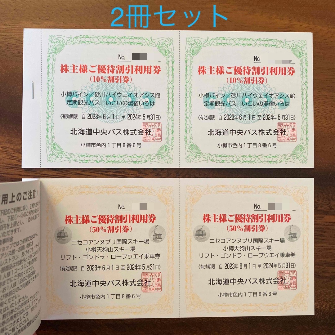 北海道中央バス　ニセコアンヌプリ　小樽天狗山スキー場　株主優待4枚セット