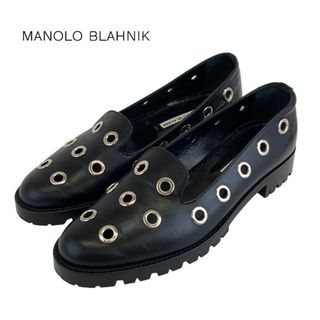 マノロブラニク(MANOLO BLAHNIK)のマノロブラニク ローファー 革靴 レザー ブラック(ローファー/革靴)