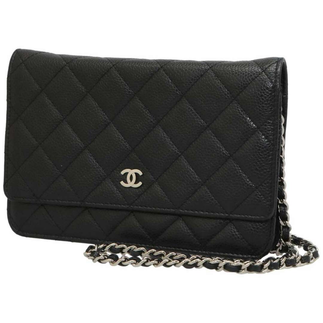 シャネル チェーンウォレット クラシック マトラッセ ココマーク キャビアスキン AP0250 CHANEL 財布 ブラック 黒