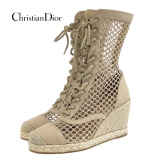 クリスチャンディオール(Christian Dior)のクリスチャンディオール NAYGHTILY-D ファブリック ブーツ ショートブーツ 靴 シューズ ベージュ(ブーツ)