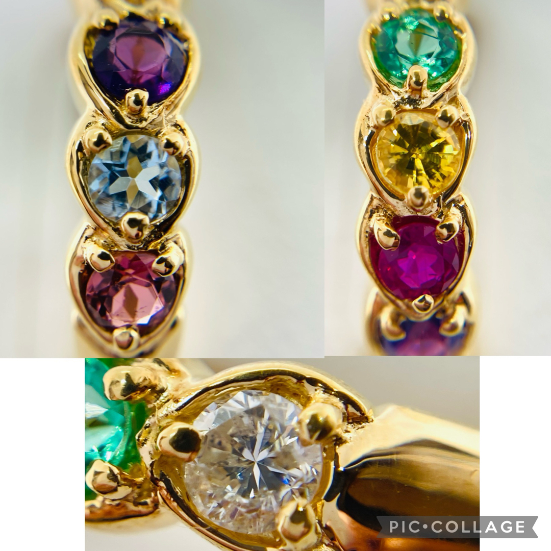 美品 K18YG マルチカラー アミュレット リング D:0.10ct レディースのアクセサリー(リング(指輪))の商品写真